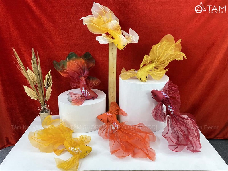 Mô hình cá chép decor Mini [Dáng thon - Nhiều màu] D45cm TCV-CA-06